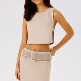 Alba Belted Denim Skirt